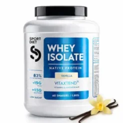 Isolat de Whey Protein VitaXtend| Haute Pureté & Croissance Musculaire | Faible en Sucres Vanille 1.8kg