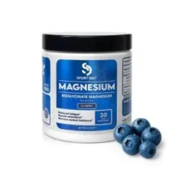 Magnésium Bisglycinate + B6 en poudre - Gestion du Stress, Sommeil & Détente Musculaire Myrtille 90g